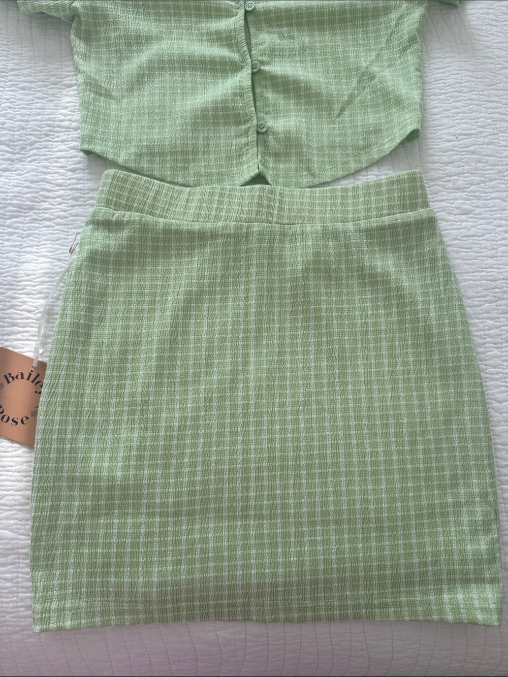 Light Green Two-Piece Skirt Set - Picture 4 of 4